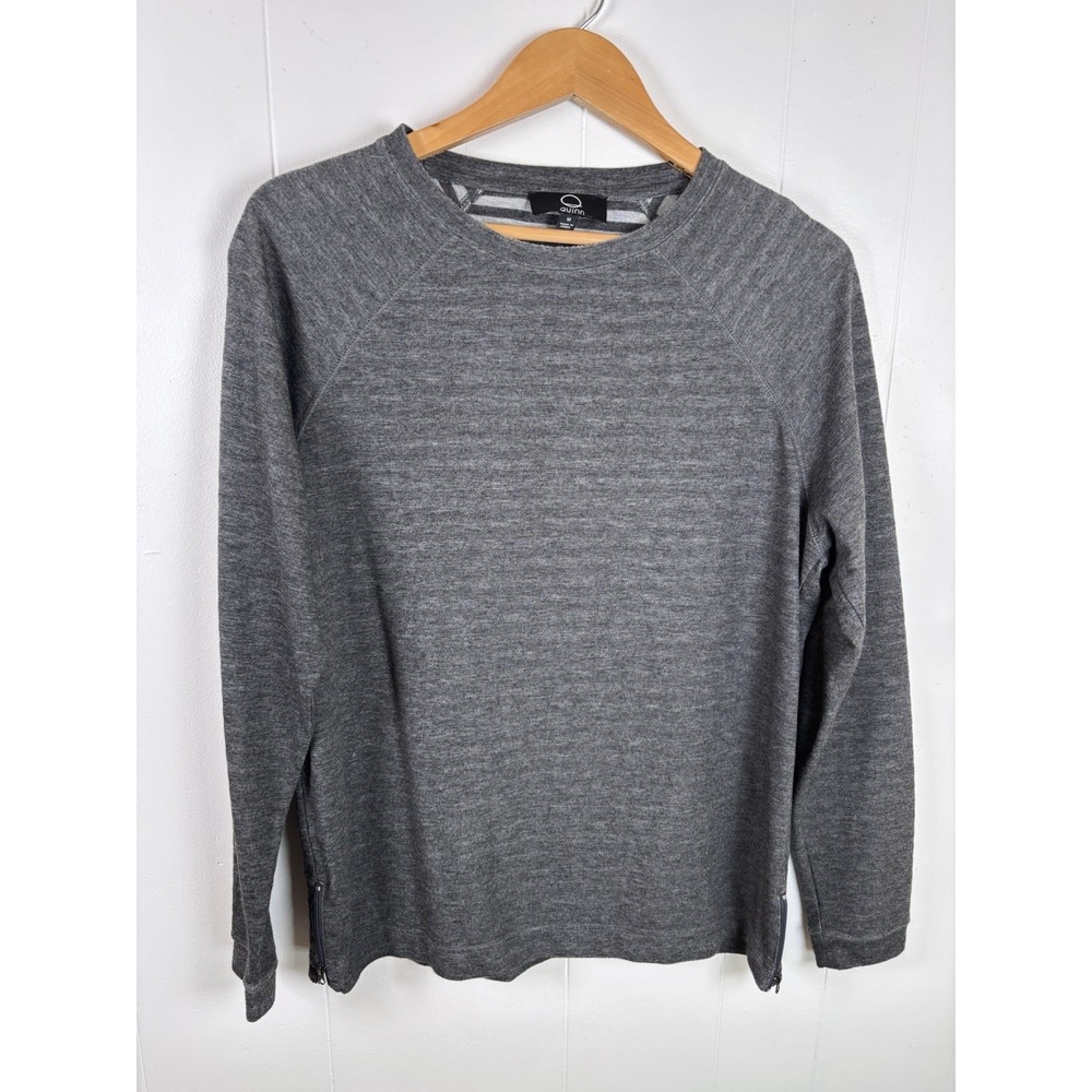 Quinn Gray Lightweight Crewneck Side Zip Detail Knit Sweater Top‎ Size Medium